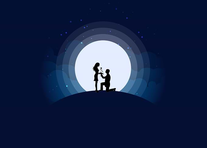 Silhouette Couples Moon
