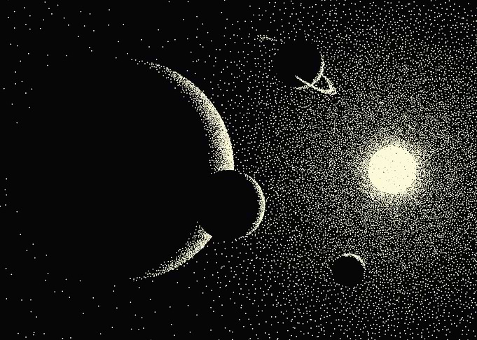 Solar System in Gold Dots