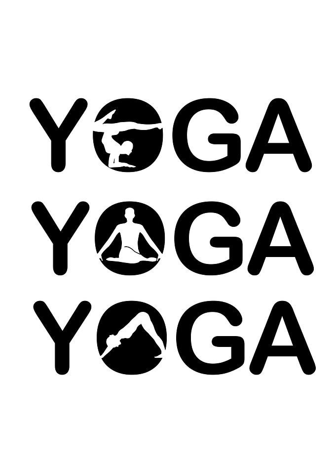 Yoga text with silhouette