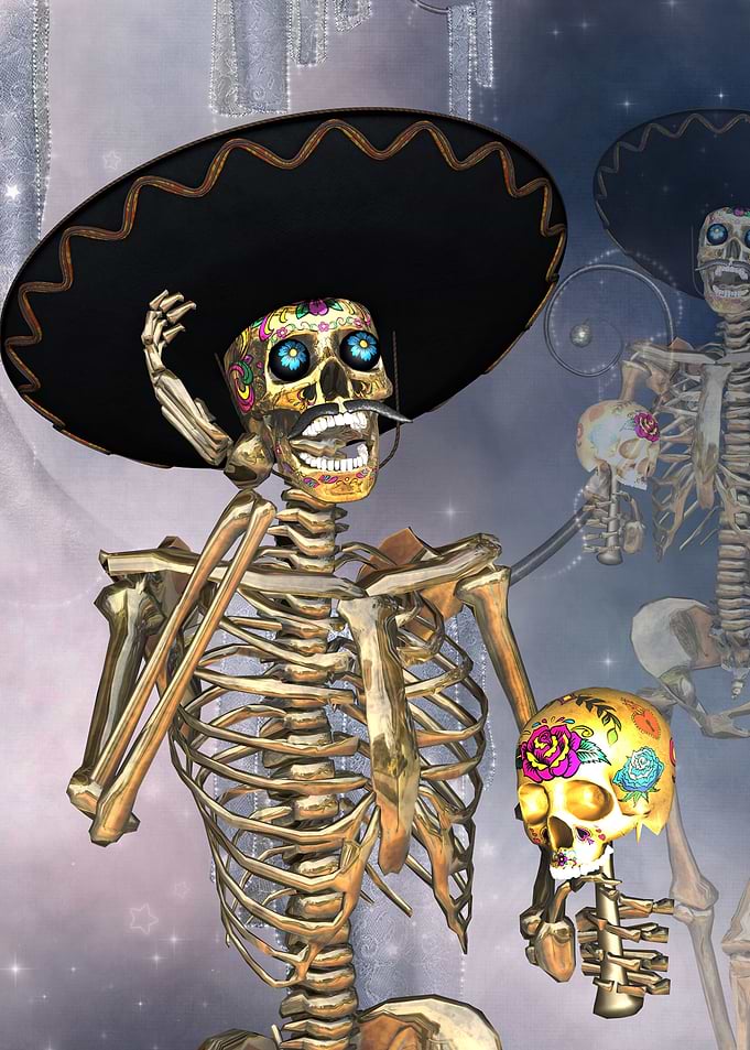 Funny sugar skull skeleton