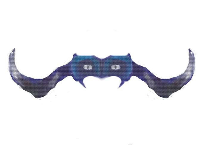 Champion mask has horns
