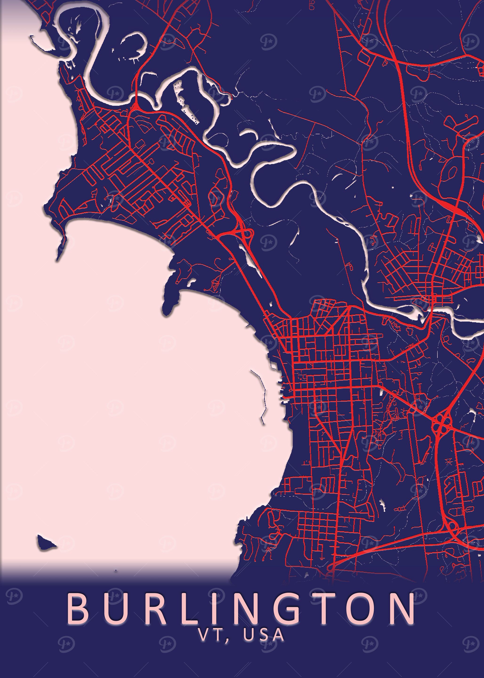 Burlington VT USA City Map