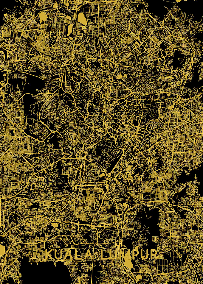 Kuala Lumpur map gold