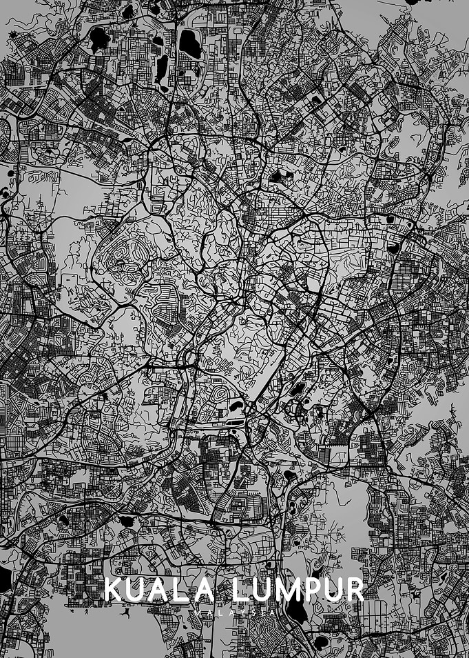 Kuala Lumpur map BW