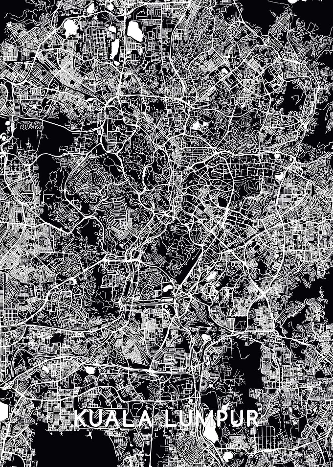 Kuala Lumpur map black