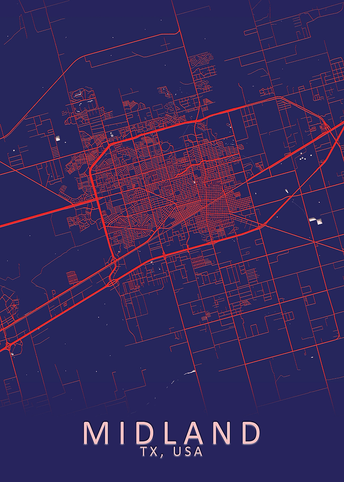 Midland TX USA City Map