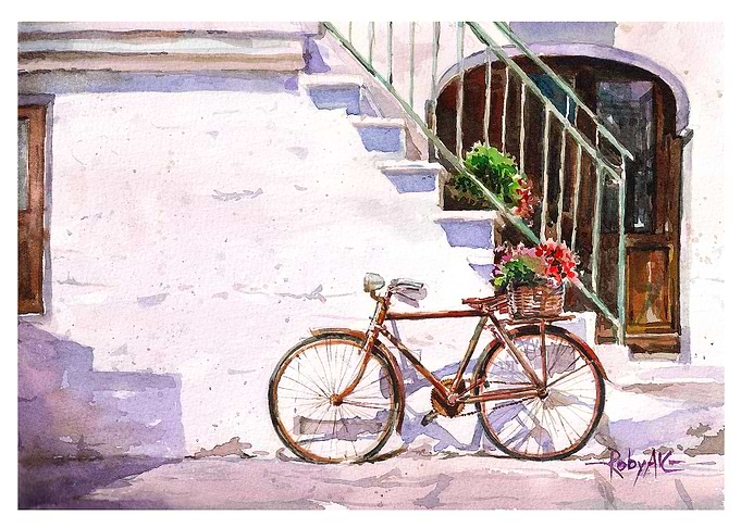 Bicycle watercolor paint