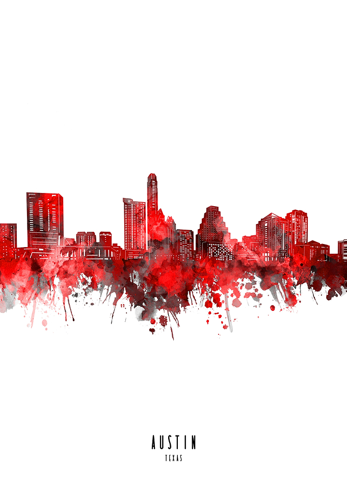 austin watercolor red