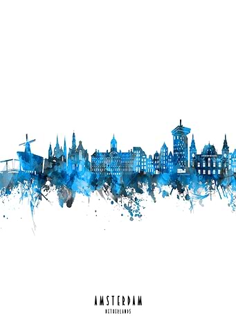 amsterdam watercolor blue