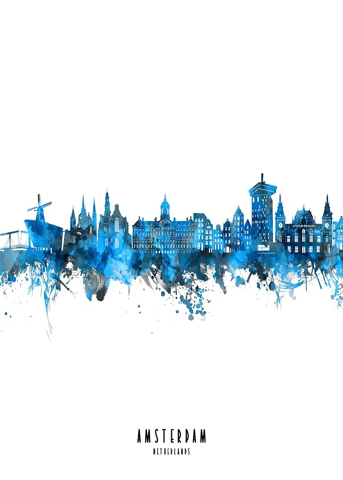 amsterdam watercolor blue
