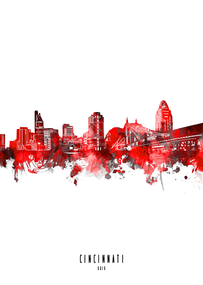 cincinnati watercolor red