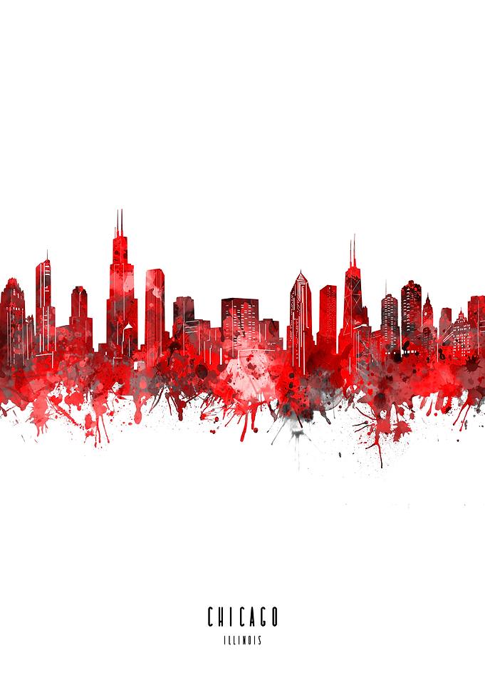 chicago watercolor red