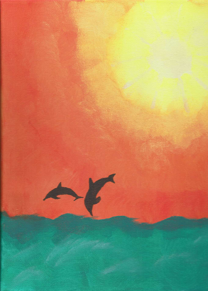 Dolphins in the sun