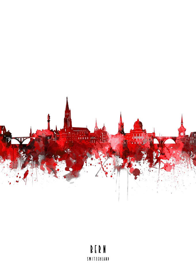 bern watercolor red
