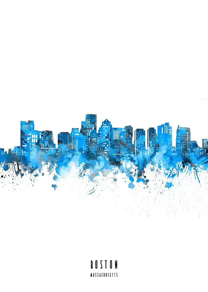 boston watercolor blue