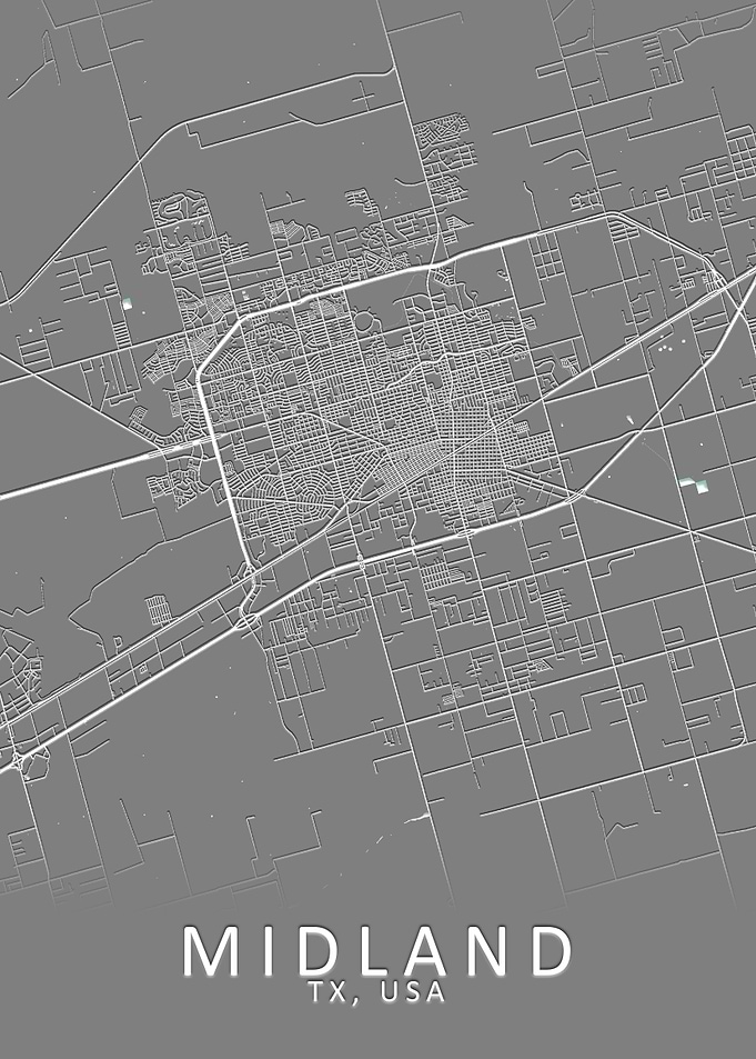 Midland TX USA City Map