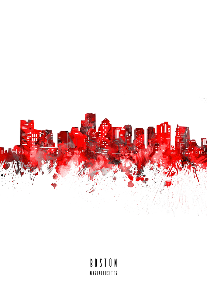 boston watercolor red