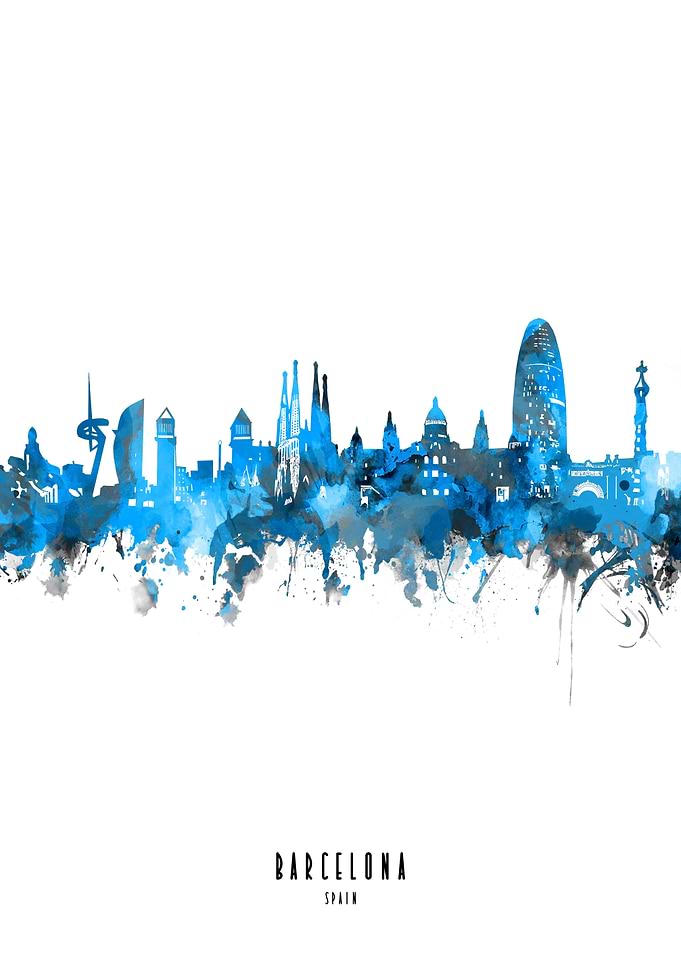 barcelona watercolor blue
