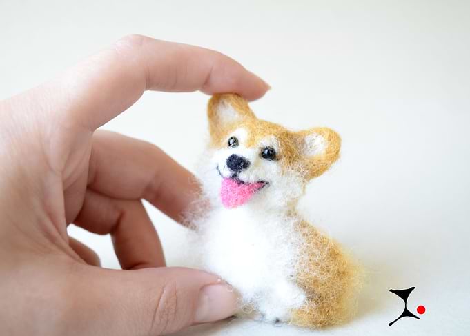 Corgi brooch Needle felted