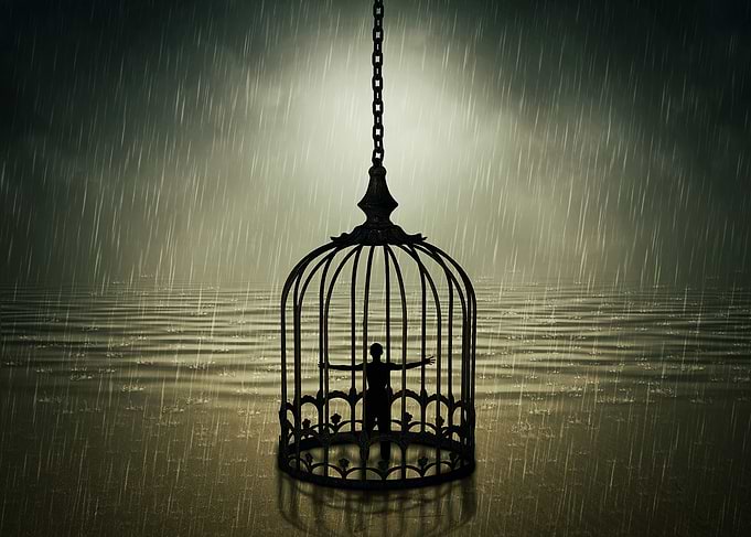 trapped man