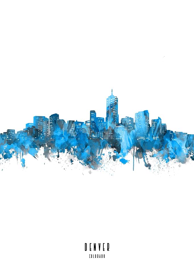 denver watercolor blue