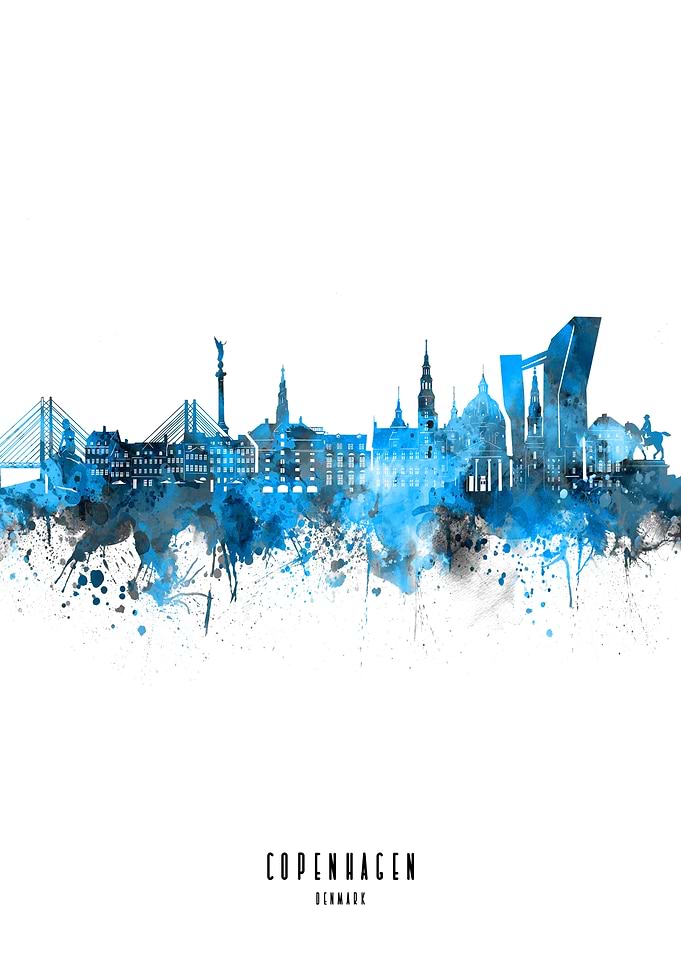 copenhagen watercolor blue