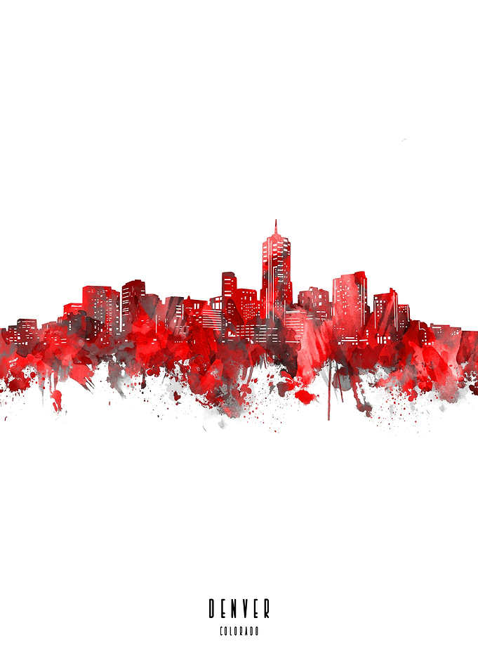 denver watercolor red