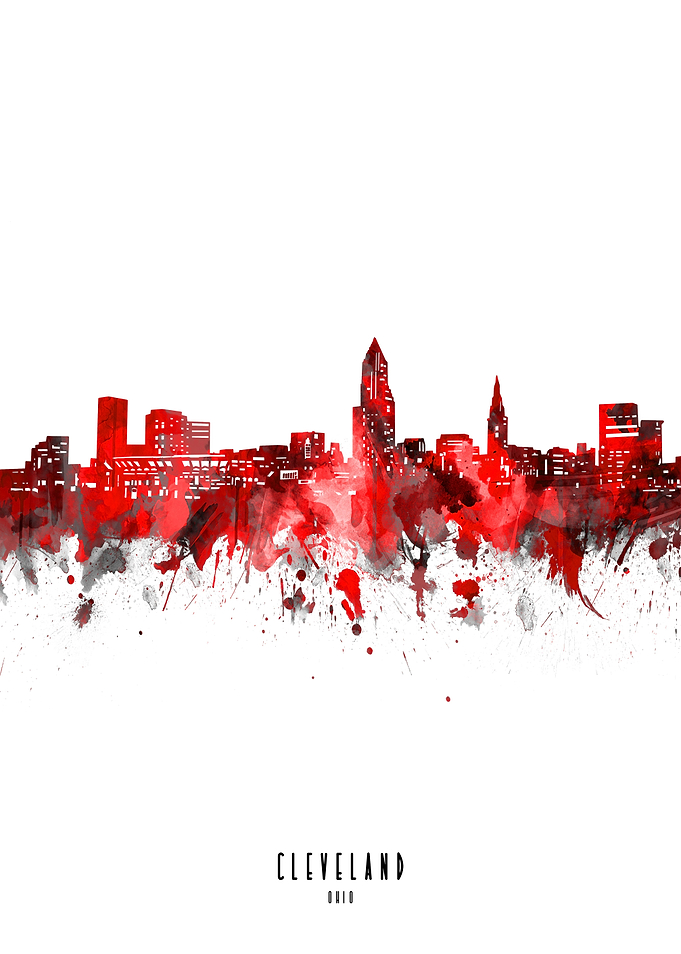 cleveland watercolor red