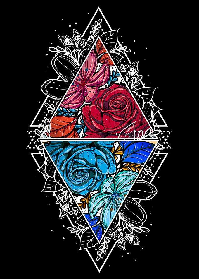 Half colored flowers 05
