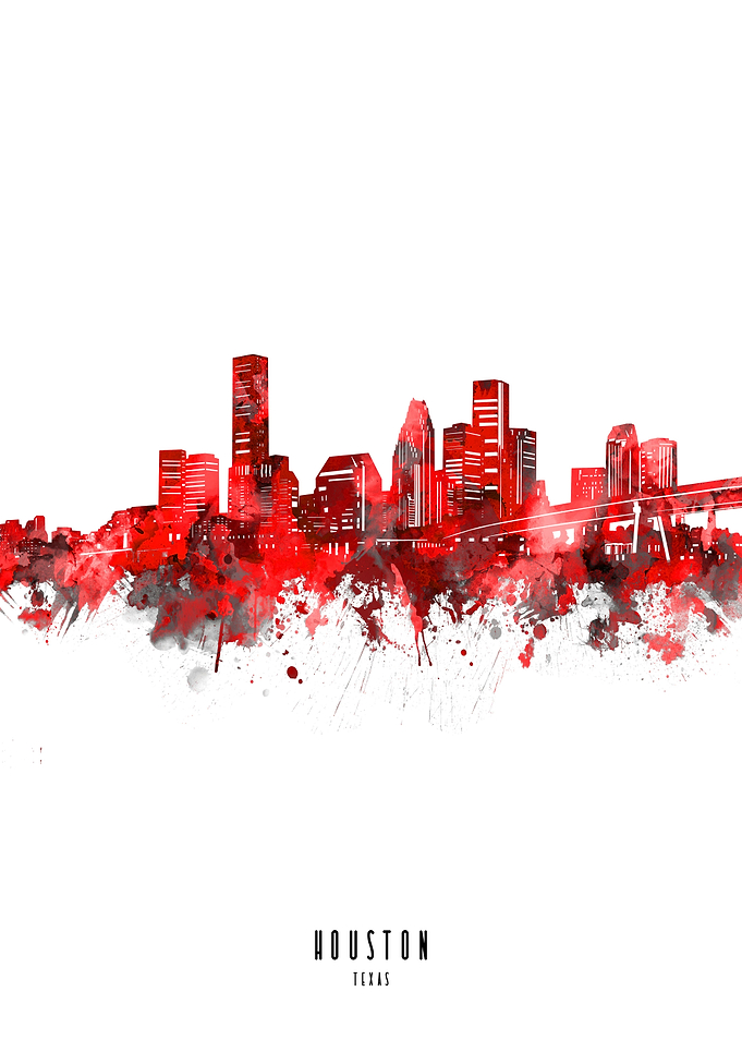 houston watercolor red