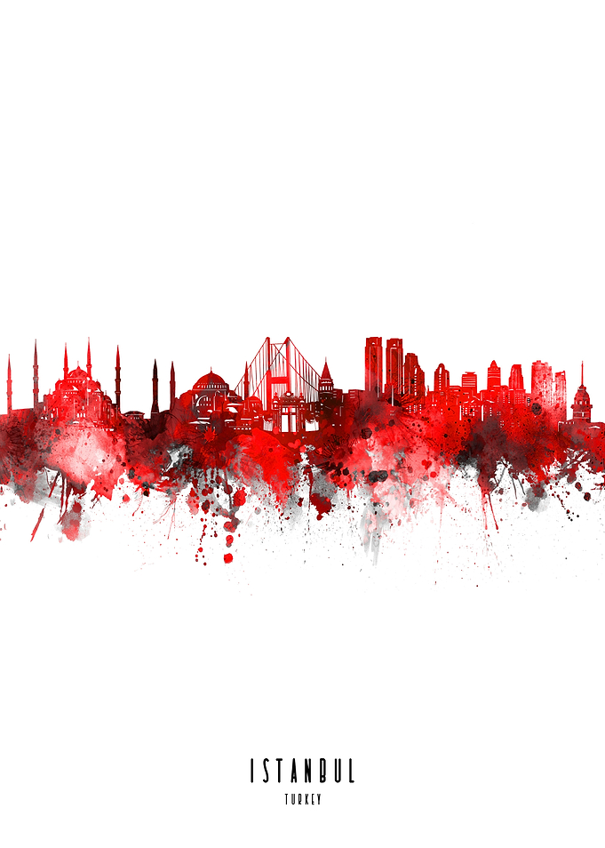istanbul watercolor red