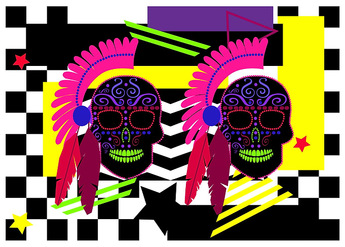 Pink indian skulls with fe
