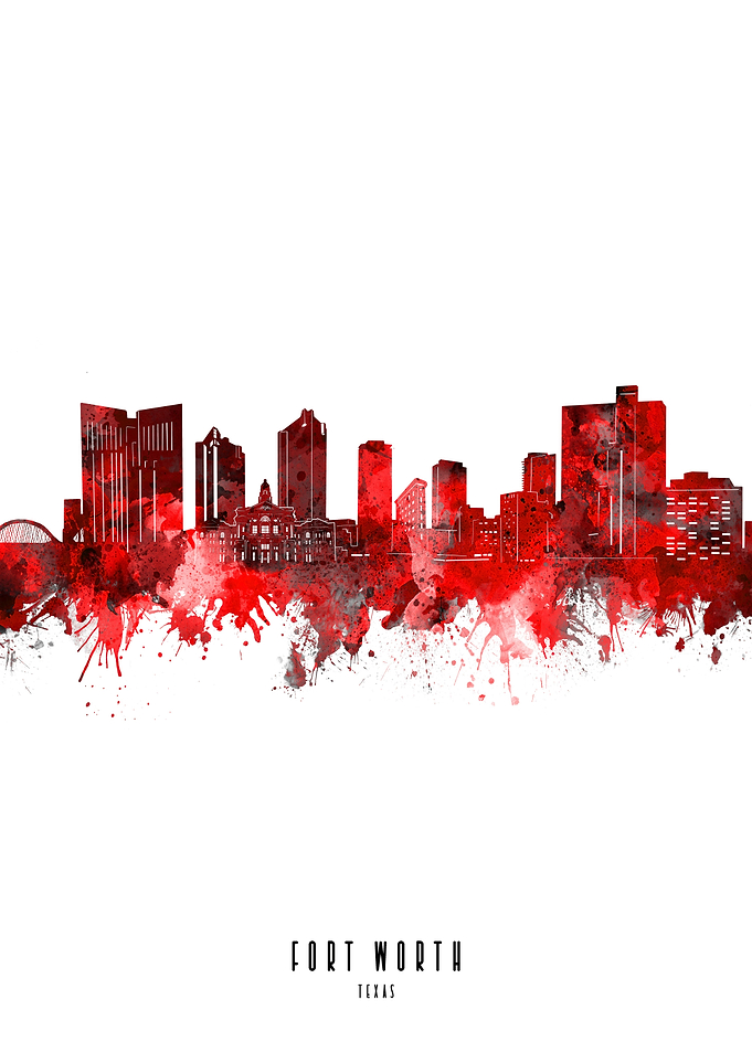 fort worth watercolor red