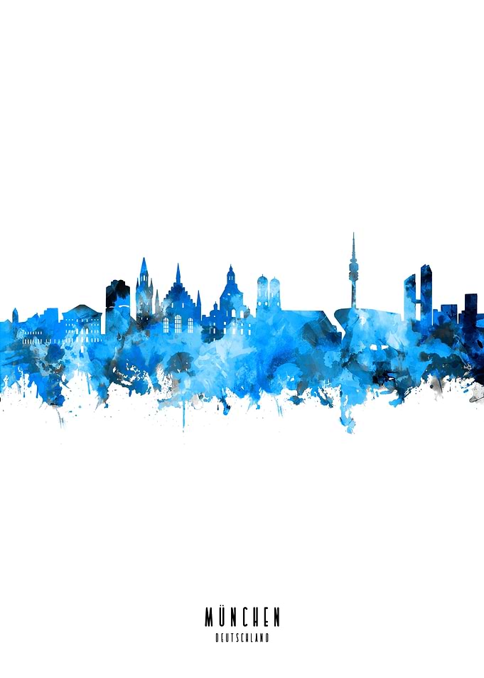 munich watercolor blue