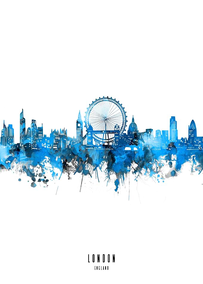 london watercolor blue