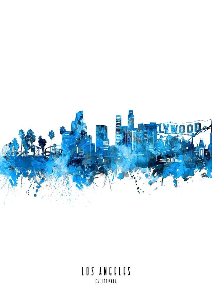 los angeles watercolor blu