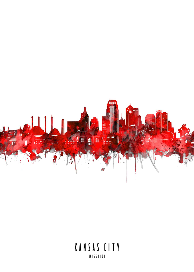 kansas city watercolor red