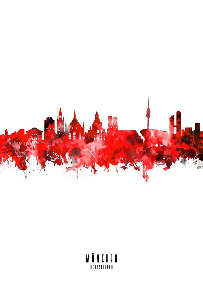 munich watercolor red