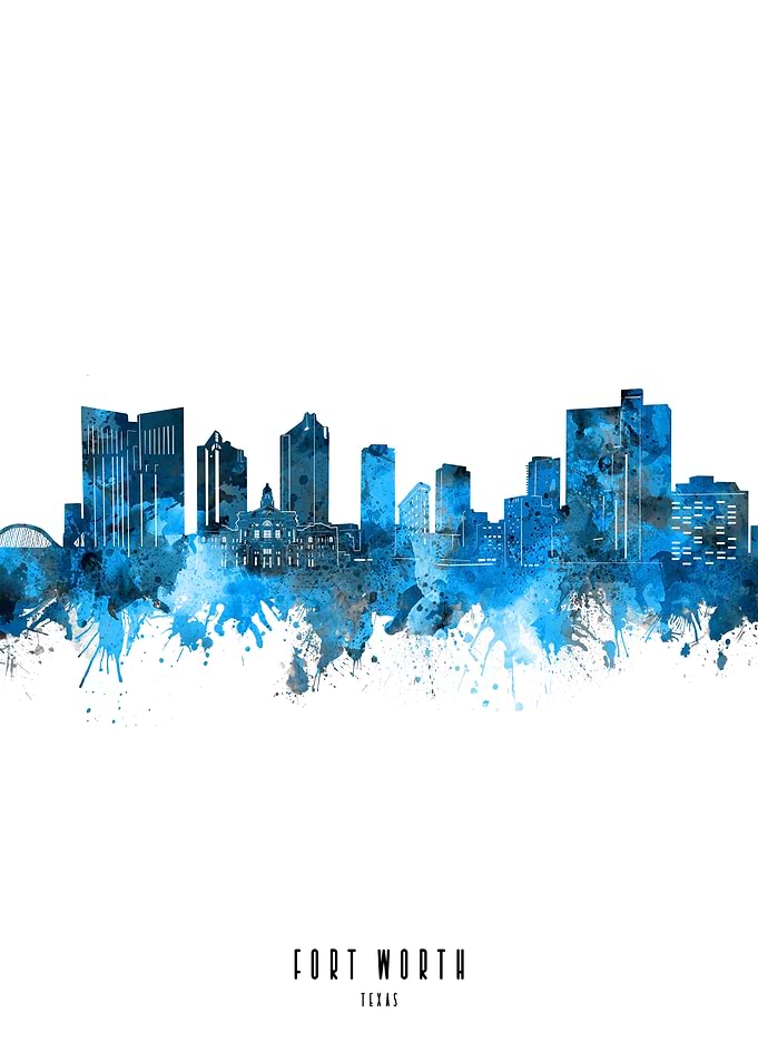 fort worth watercolor blue