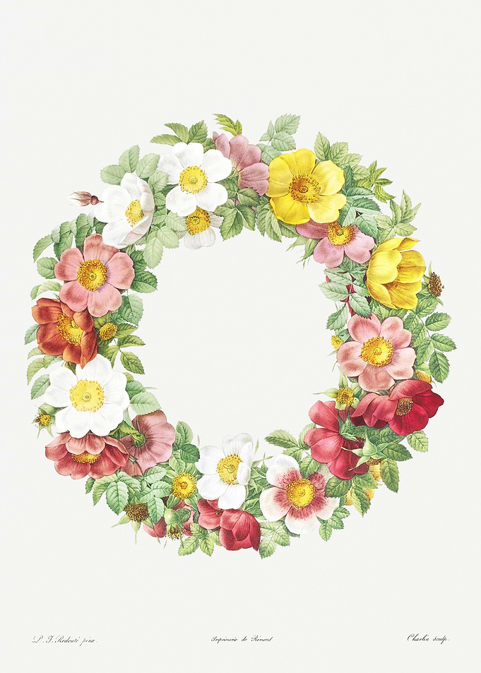 Vintage Floral Wreath Deco