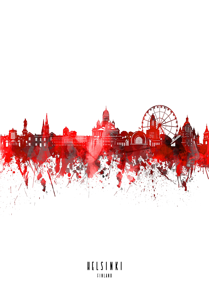 helsinki watercolor red