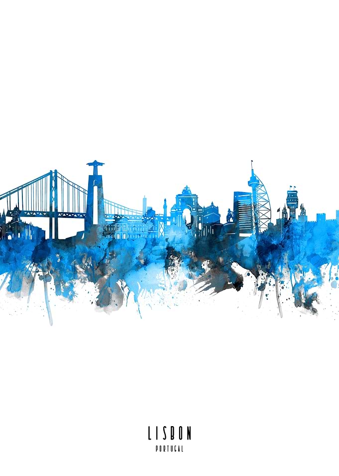 lisbon watercolor blue