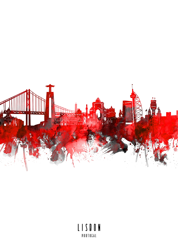 lisbon watercolor red