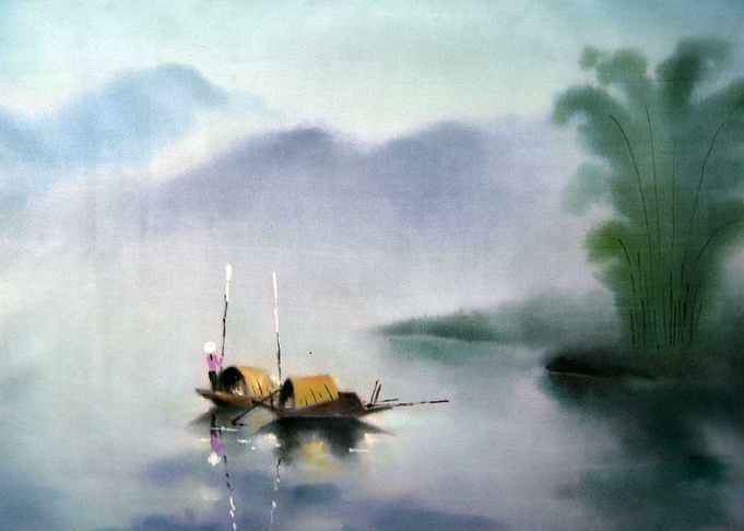 Vietnamese silk paintings