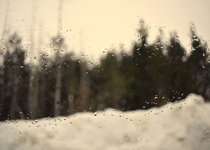 Glass and droplets of rain