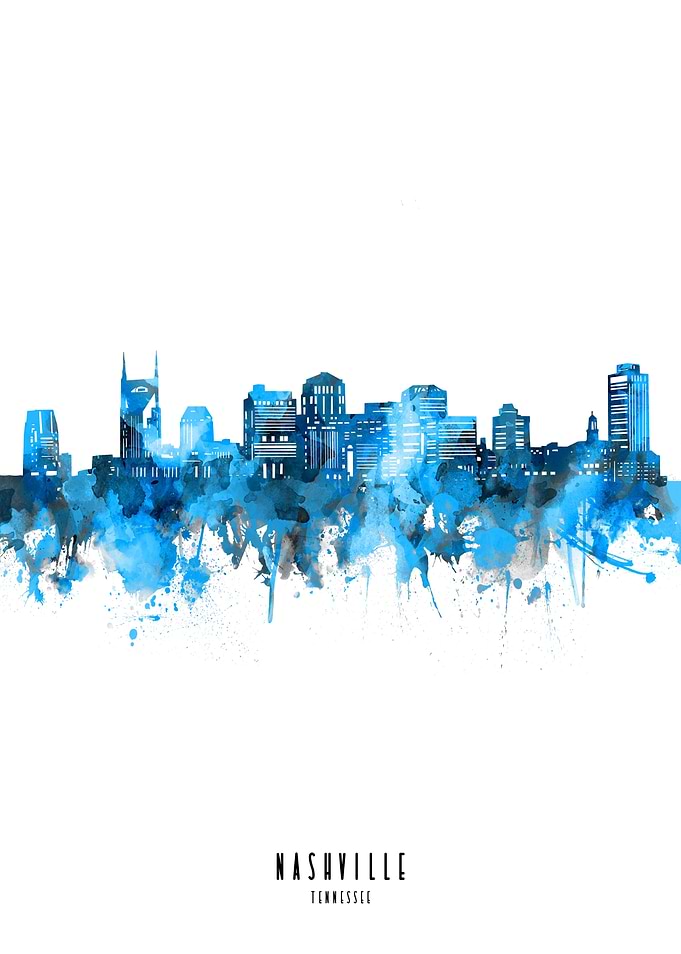 nashville watercolor blue