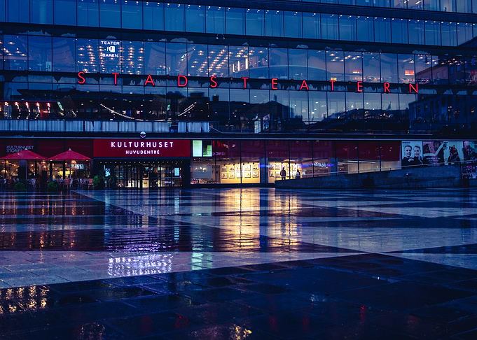 City in the rain