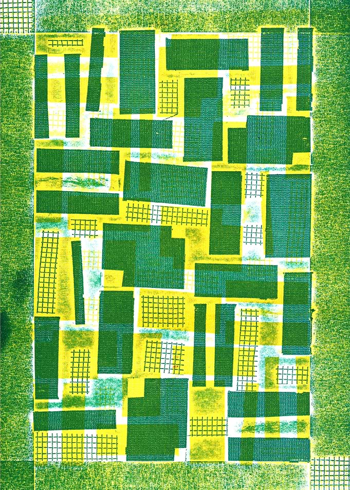 Cyan Yellow Collagraph