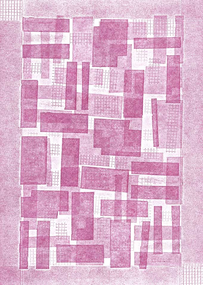 Magenta Red Collagraph