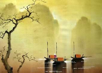 Vietnamese silk paintings